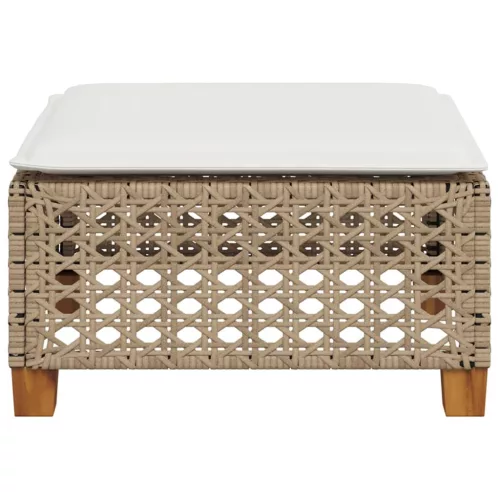 Szürke polyrattan kerti ülőke párnával 63,5 x 56 x 32 cm