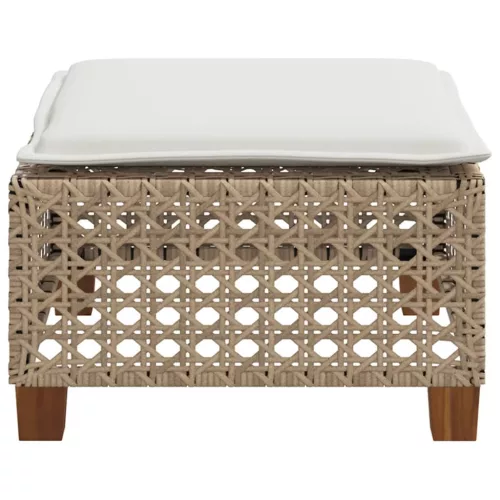 Szürke polyrattan kerti ülőke párnával 63,5 x 56 x 32 cm