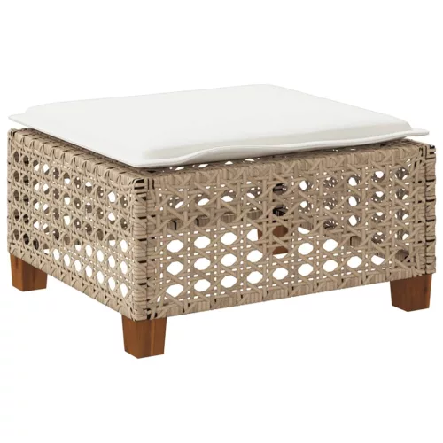 Szürke polyrattan kerti ülőke párnával 63,5 x 56 x 32 cm