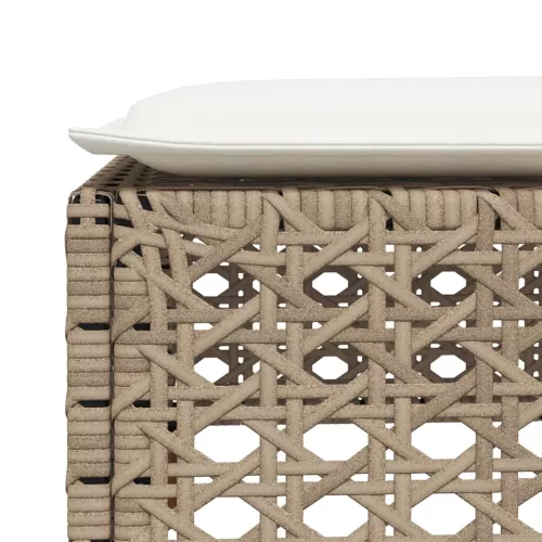 Szürke polyrattan kerti ülőke párnával 63,5 x 56 x 32 cm