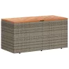 Szürke polyrattan és akácfa kerti tárolóláda 110 x 50 x 54 cm