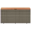 Szürke polyrattan és akácfa kerti tárolóláda 110 x 50 x 54 cm