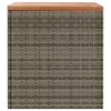 Szürke polyrattan és akácfa kerti tárolóláda 110 x 50 x 54 cm