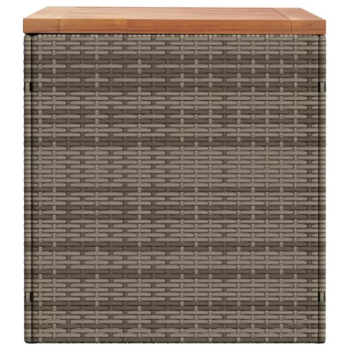 Szürke polyrattan és akácfa kerti tárolóláda 110 x 50 x 54 cm