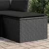 Fekete polyrattan kerti ülőke párnával 55 x 55 x 37 cm