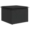 Fekete polyrattan kerti ülőke párnával 55 x 55 x 37 cm