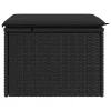 Fekete polyrattan kerti ülőke párnával 55 x 55 x 37 cm