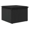 Fekete polyrattan kerti ülőke párnával 55 x 55 x 37 cm
