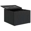 Fekete polyrattan kerti ülőke párnával 55 x 55 x 37 cm