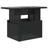 Fekete polyrattan üveglapos kerti asztal 100 x 55 x 73 cm