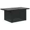 Fekete polyrattan üveglapos kerti asztal 100 x 55 x 73 cm
