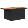Fekete polyrattan és akácfa kerti asztal 100 x 55 x 73 cm
