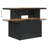 Fekete polyrattan és akácfa kerti asztal 100 x 55 x 73 cm