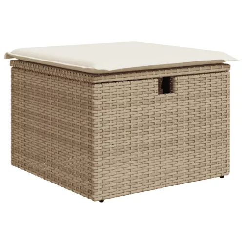 Bézs polyrattan kerti szék párnával 55 x 55 x 37 cm