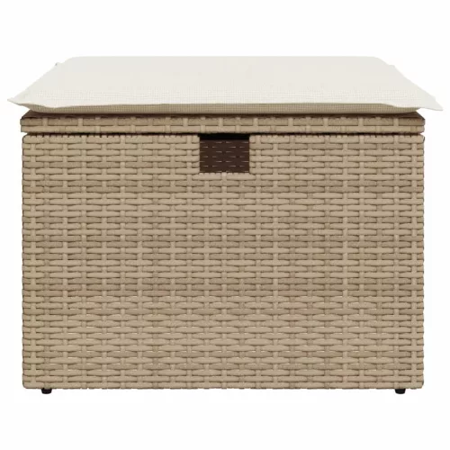 Bézs polyrattan kerti szék párnával 55 x 55 x 37 cm