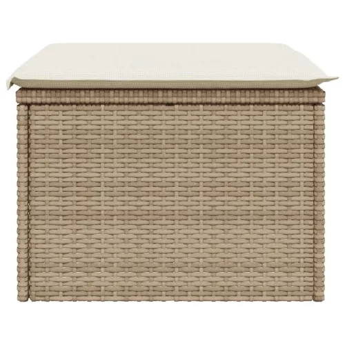 Bézs polyrattan kerti szék párnával 55 x 55 x 37 cm