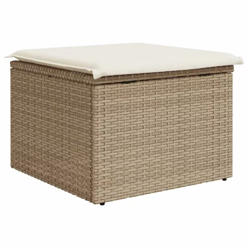 Bézs polyrattan kerti szék párnával 55 x 55 x 37 cm