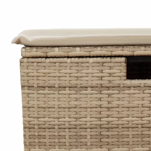 Bézs polyrattan kerti szék párnával 55 x 55 x 37 cm