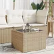 Bézs polyrattan üveglapos kerti asztal 55 x 55 x 37 cm