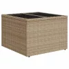 Bézs polyrattan üveglapos kerti asztal 55 x 55 x 37 cm