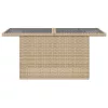 Bézs polyrattan üveglapos kerti asztal 100 x 55 x 73 cm