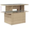 Bézs polyrattan üveglapos kerti asztal 100 x 55 x 73 cm