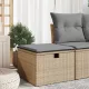 Bézs polyrattan kerti szék párnával 55 x 55 x 37 cm