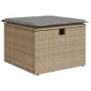 Bézs polyrattan kerti szék párnával 55 x 55 x 37 cm