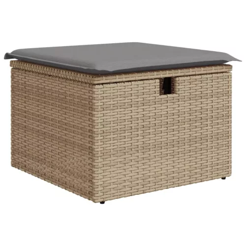 Bézs polyrattan kerti szék párnával 55 x 55 x 37 cm