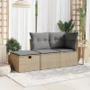 Bézs polyrattan kerti szék párnával 55 x 55 x 37 cm