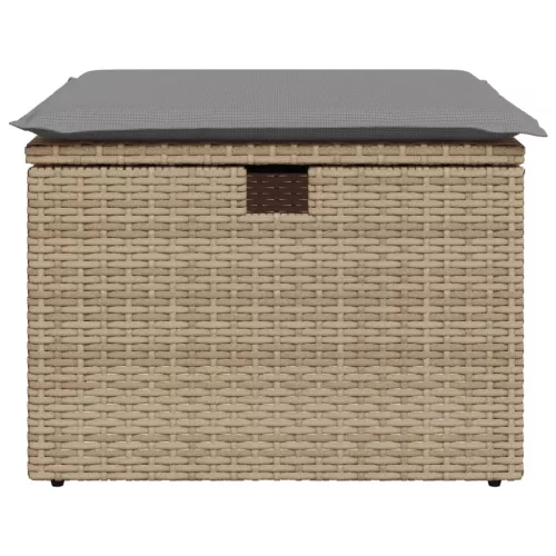 Bézs polyrattan kerti szék párnával 55 x 55 x 37 cm