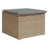 Bézs polyrattan kerti szék párnával 55 x 55 x 37 cm