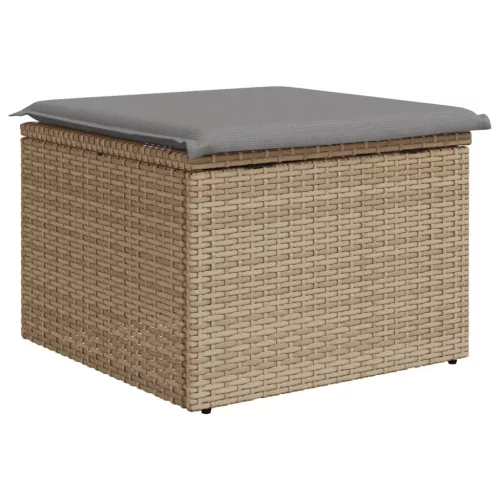 Bézs polyrattan kerti szék párnával 55 x 55 x 37 cm