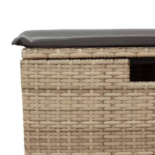 Bézs polyrattan kerti szék párnával 55 x 55 x 37 cm