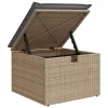 Bézs polyrattan kerti szék párnával 55 x 55 x 37 cm