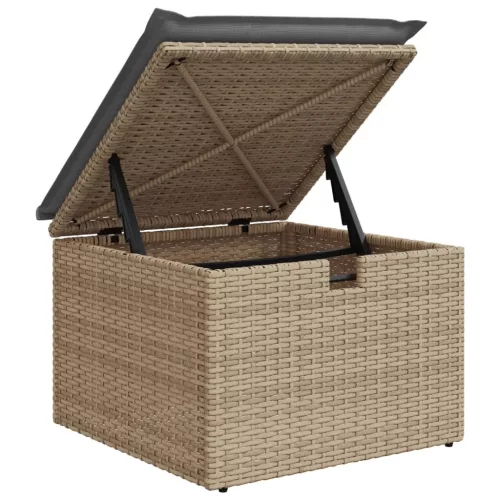 Bézs polyrattan kerti szék párnával 55 x 55 x 37 cm