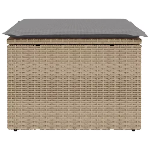 Bézs polyrattan kerti szék párnával 55 x 55 x 37 cm