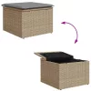 Bézs polyrattan kerti szék párnával 55 x 55 x 37 cm