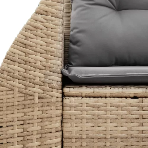 2 személyes bézs polyrattan kerti kanapé párnával