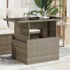 Szürke polyrattan üveglapos kerti asztal 100x55x73 cm