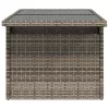Szürke polyrattan üveglapos kerti asztal 100x55x73 cm