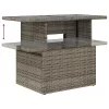 Szürke polyrattan üveglapos kerti asztal 100x55x73 cm