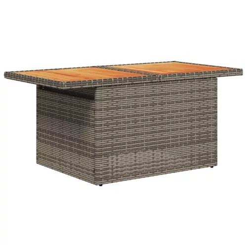 Szürke polyrattan és akácfa kerti asztal 100 x 55 x 73 cm