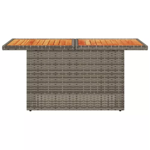 Szürke polyrattan és akácfa kerti asztal 100 x 55 x 73 cm