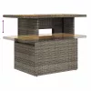Szürke polyrattan és akácfa kerti asztal 100 x 55 x 73 cm
