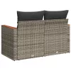 2 személyes szürke polyrattan kerti kanapé párnával