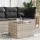 Világosszürke polyrattan üveglapos kerti asztal 55x55x37 cm