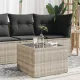 Világosszürke polyrattan üveglapos kerti asztal 55x55x37 cm
