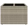 Világosszürke polyrattan üveglapos kerti asztal 55x55x37 cm