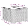 Világosszürke polyrattan üveglapos kerti asztal 55x55x37 cm